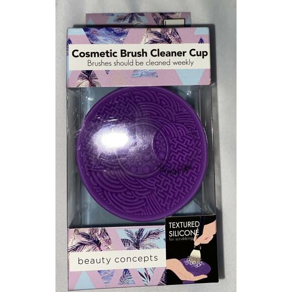 Beauty Concepts Cosmetic Brush Cleaning Cup Purple Silicone New Lot of 2 - Picture 1 of 6